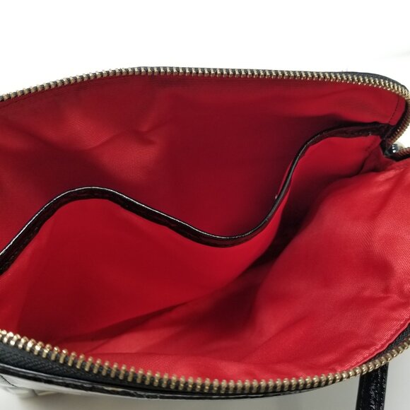 KATE SPADE Black & Cream Polka Dot Patent Leather Round Square Crossbody Bag - Picture 5 of 14